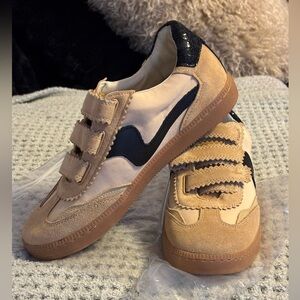 Dolce Vita Beige and Black Velcro Sneakers